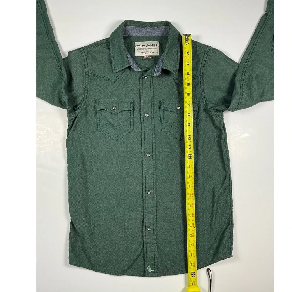 Cody James Boys' Forest Green Cotton Long Sleeve Snap Button Shirt Size Large